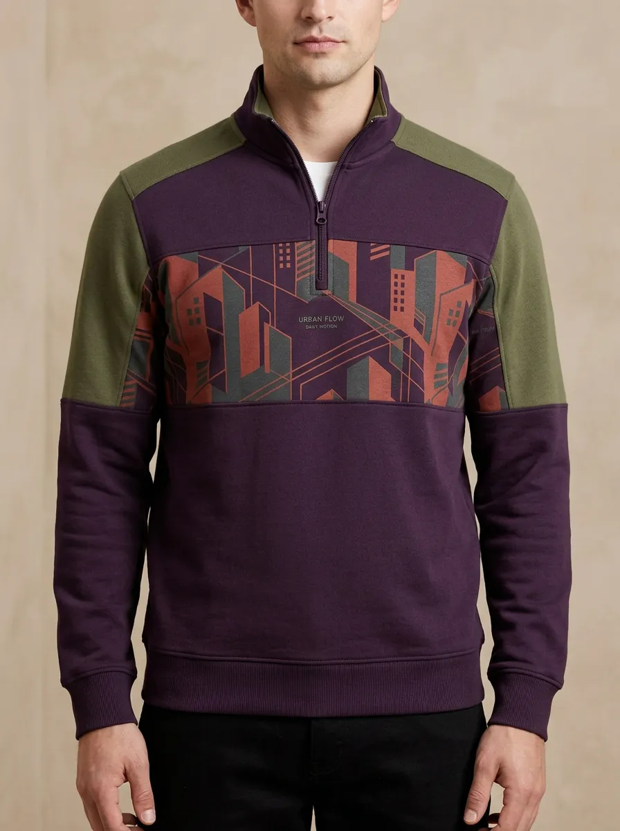 Half-Zip Cityscape Men's Half-Zip Sweatshirt