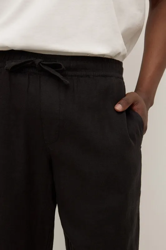 Black Linen Drawstring Pants