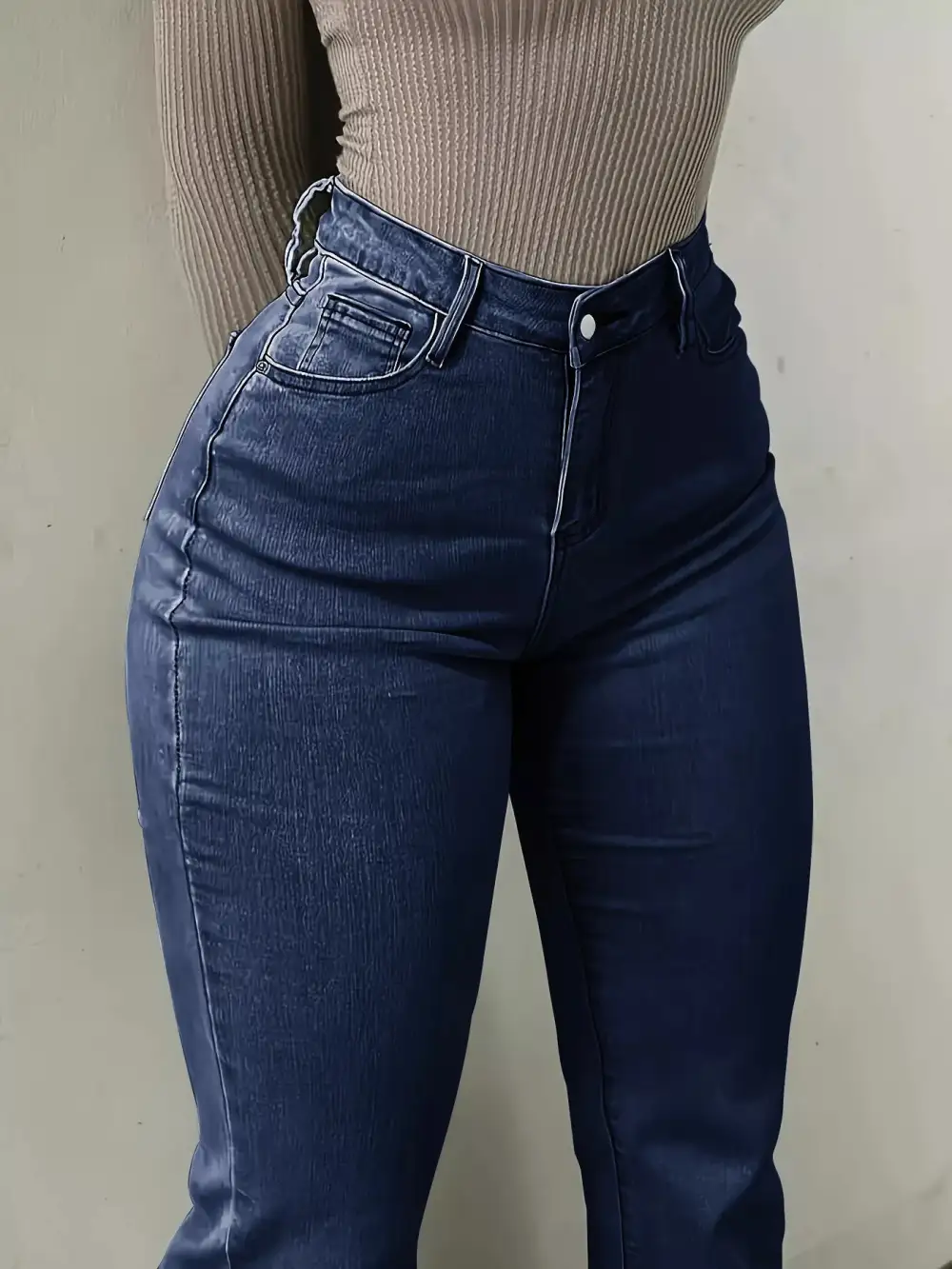Women' High-Waisted Flare Leg Jeans Stretchy Pants