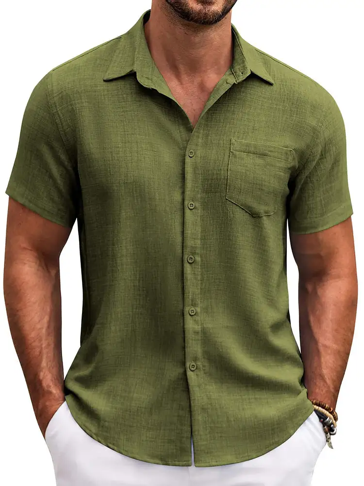 Textured Short Sleeve Button Down Shirt