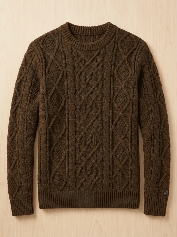 Men’s Ribbed Cable-Knit Crewneck Daily Sweater