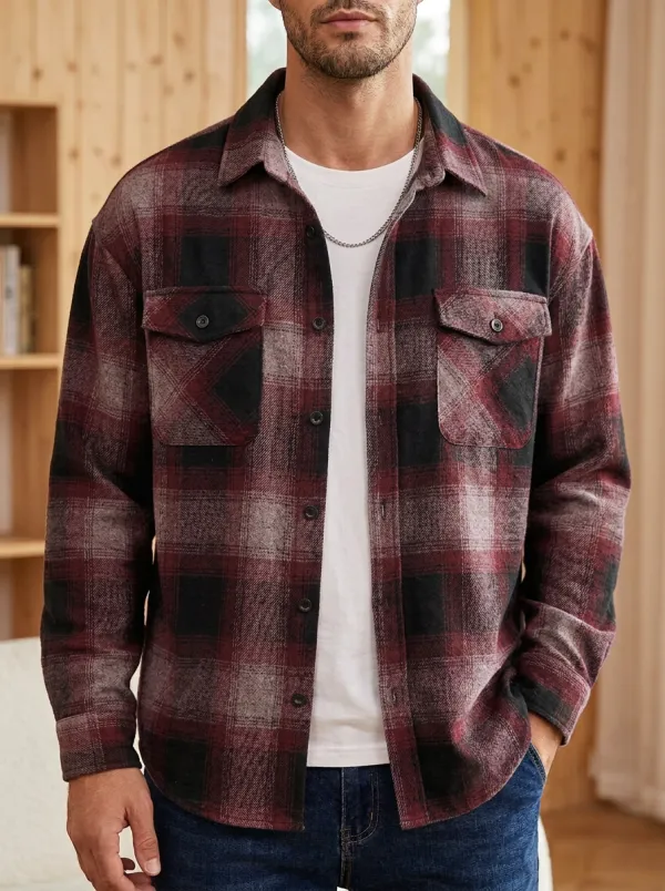 Forest Twin Pocket Flap Pocket Plaid Shirt