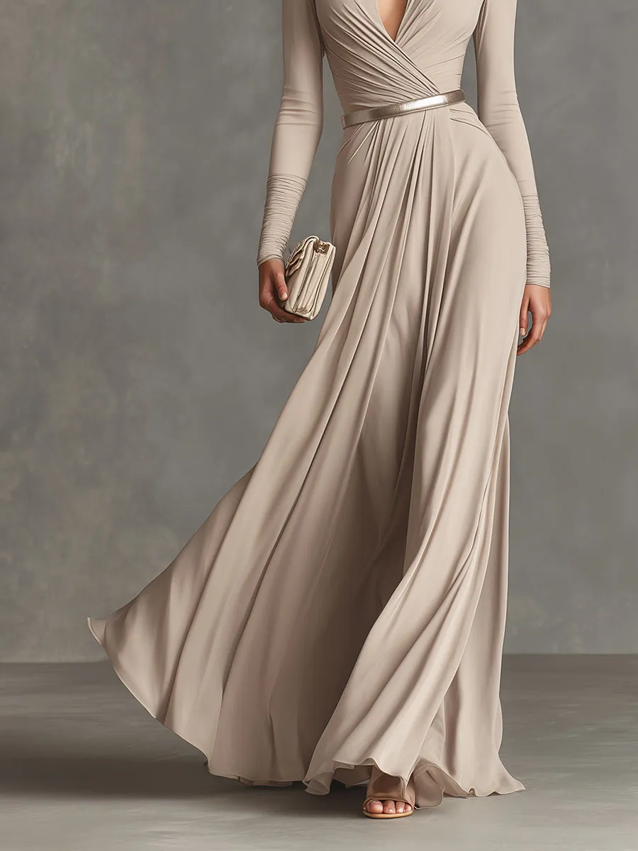 Pleated Wrap Maxi Dress