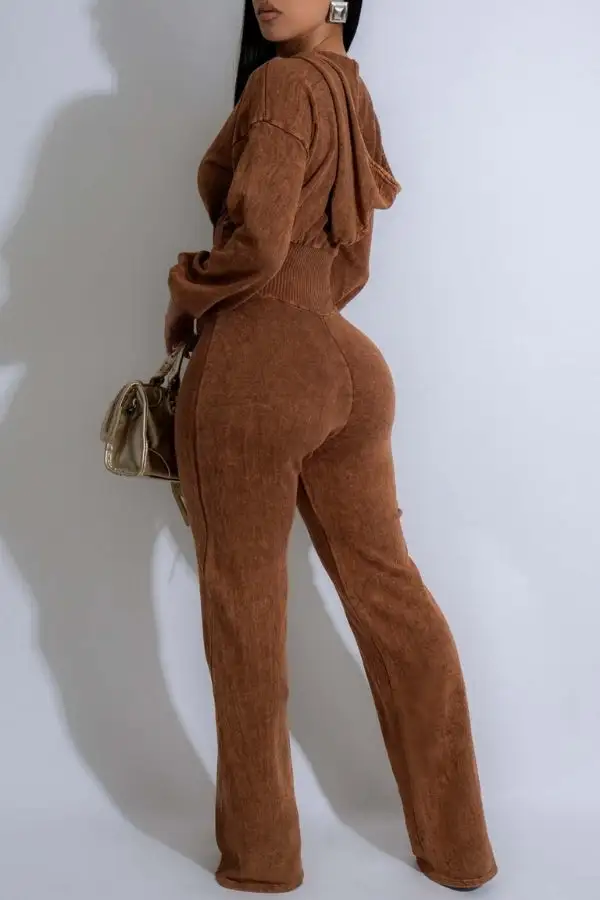 Hooded Patchwork Long Sleeve Jumpsuit