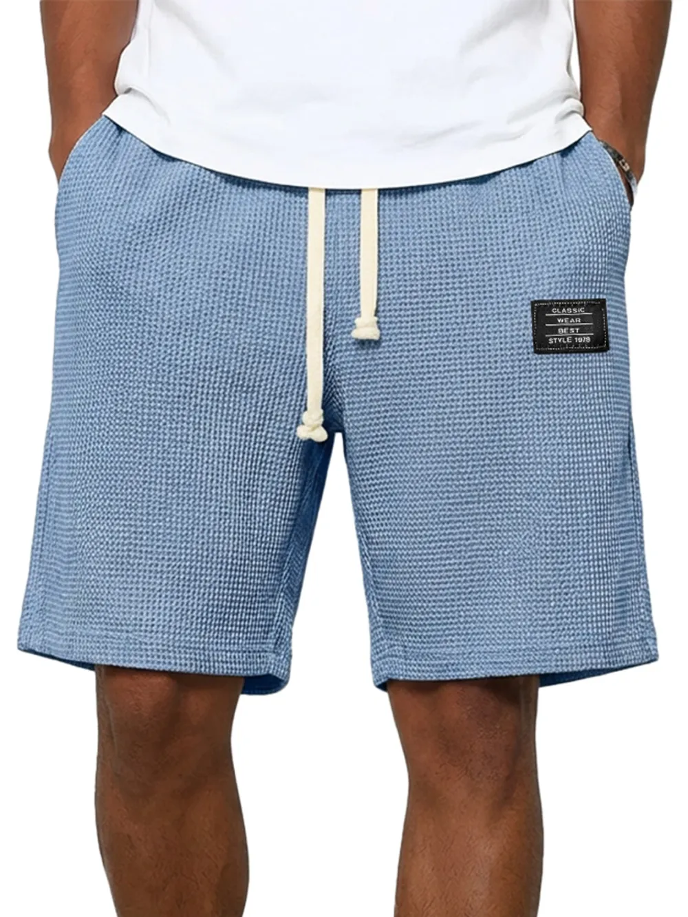 Structured Textured Knit Seamed Detail Shorts