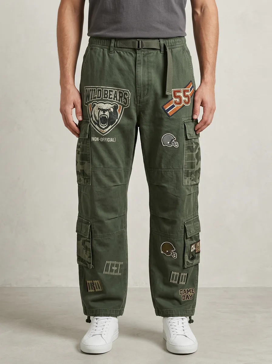 Men's Football Fan Wild Bears 55 Printed Cargo Pants