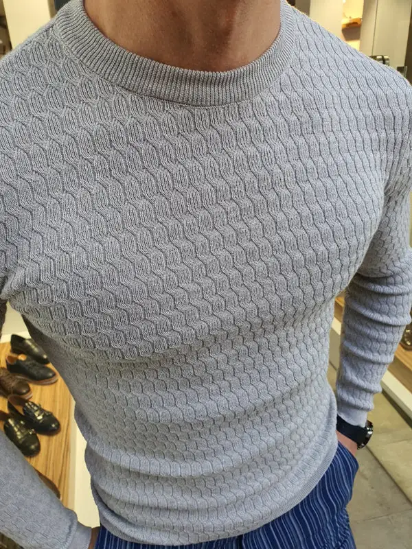Classic Crew Neck Slim Fit Cotton Knit Sweater