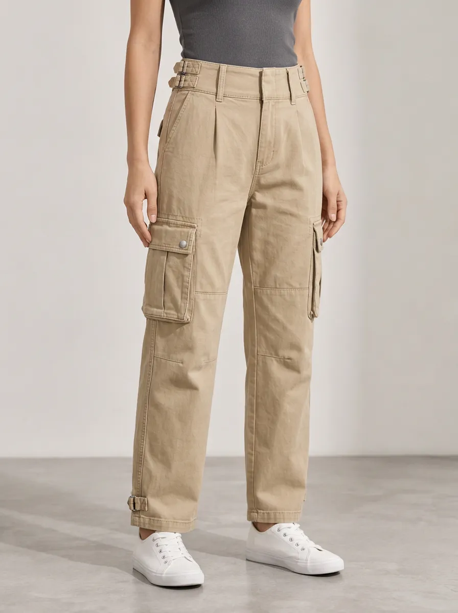 Women's Multi-Pocket Cargo Flexible Capri Pants