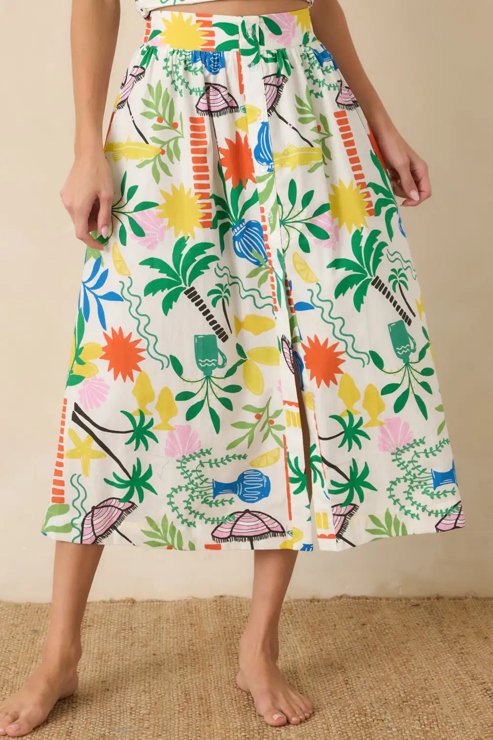 Sunny Cotton Midi Skirt