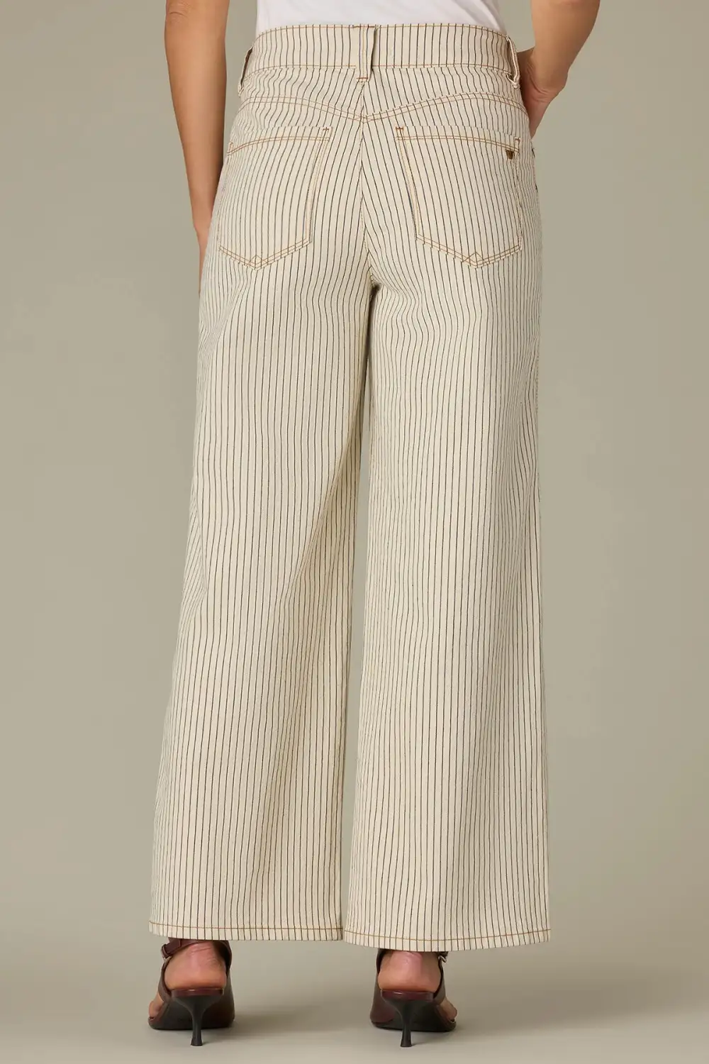  High Rise Forward Seam Striped Petite Wide Jeans