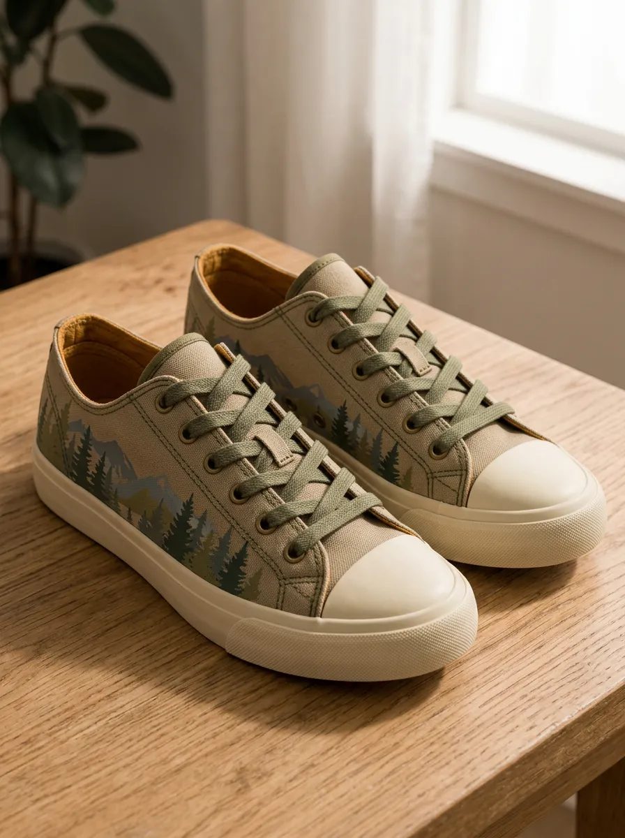 Men's Versatile Nature Lover Mountain Forest Patterned Canvas Shoes