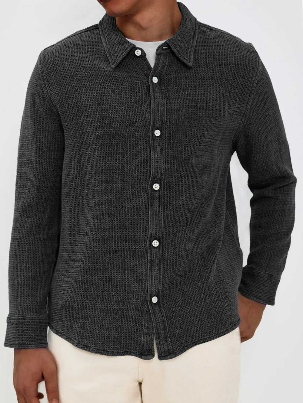 Everyday Textured Knit Long Sleeve Shirt
