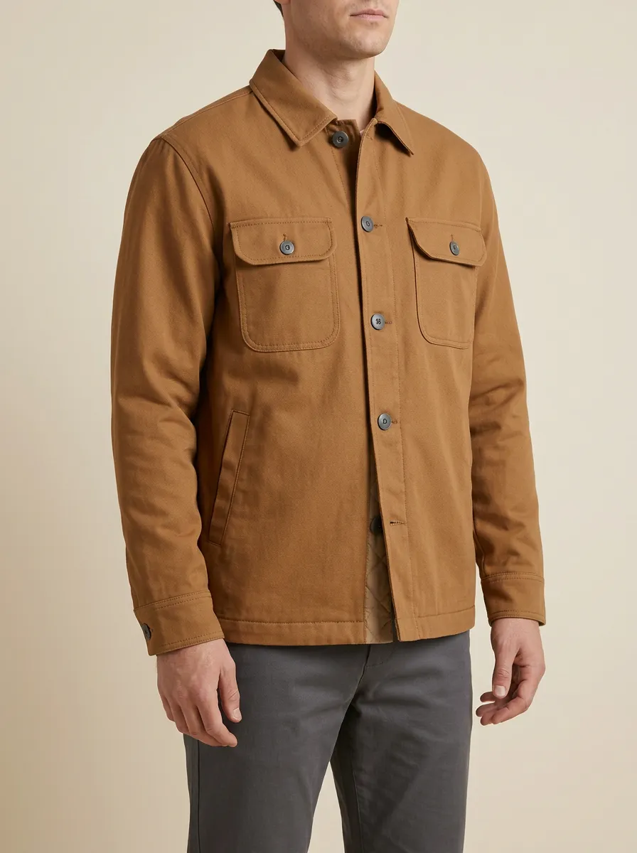 Men's Quilted-Lining Button-Front Utility Shirt Jacket
