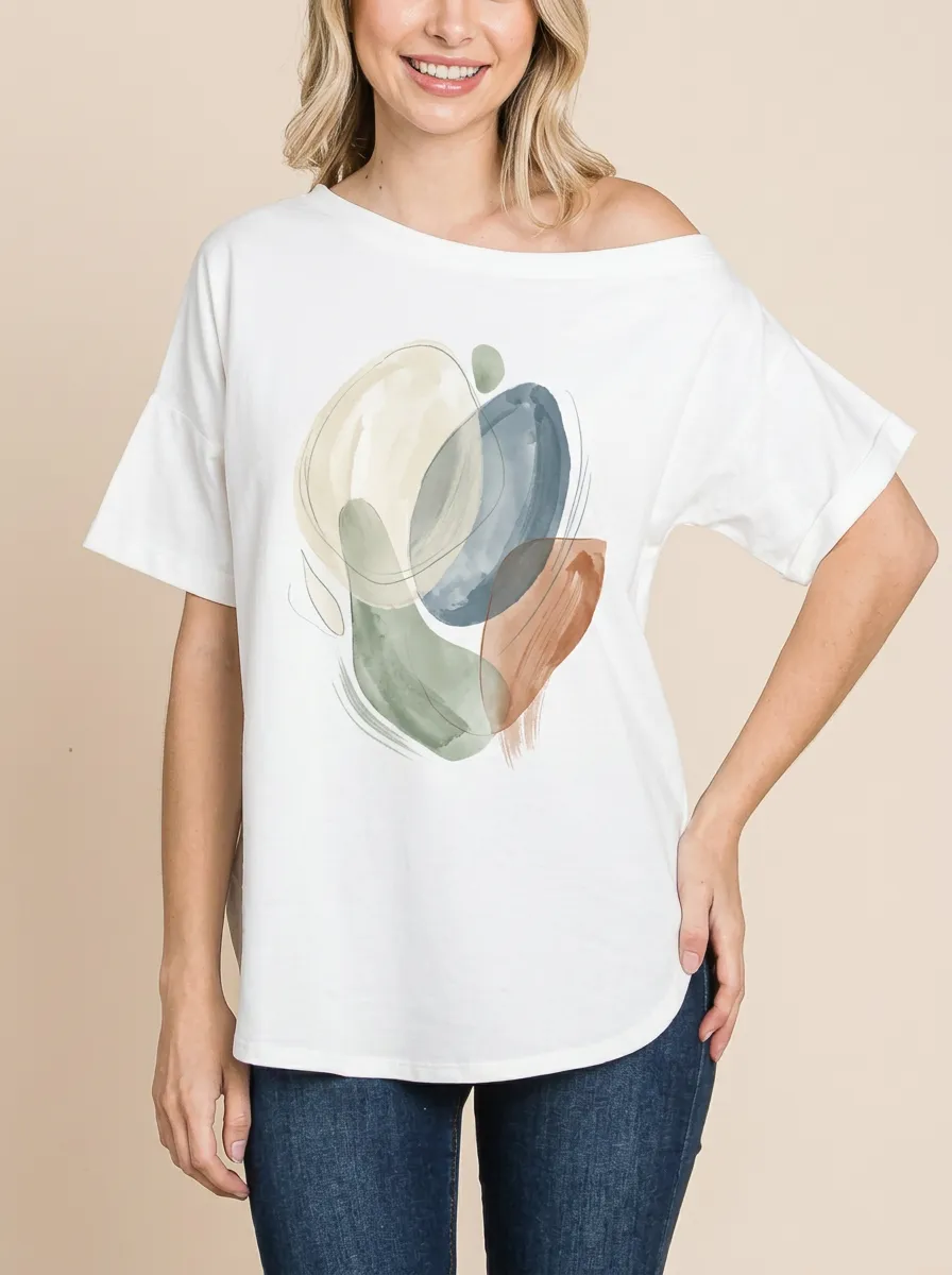 Women's Abstract Art Minimalist Watercolor Graphic T-Shirt