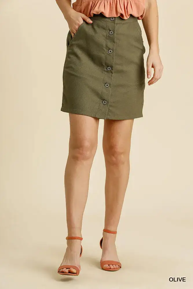 Wearable Button Front Detail Skirt