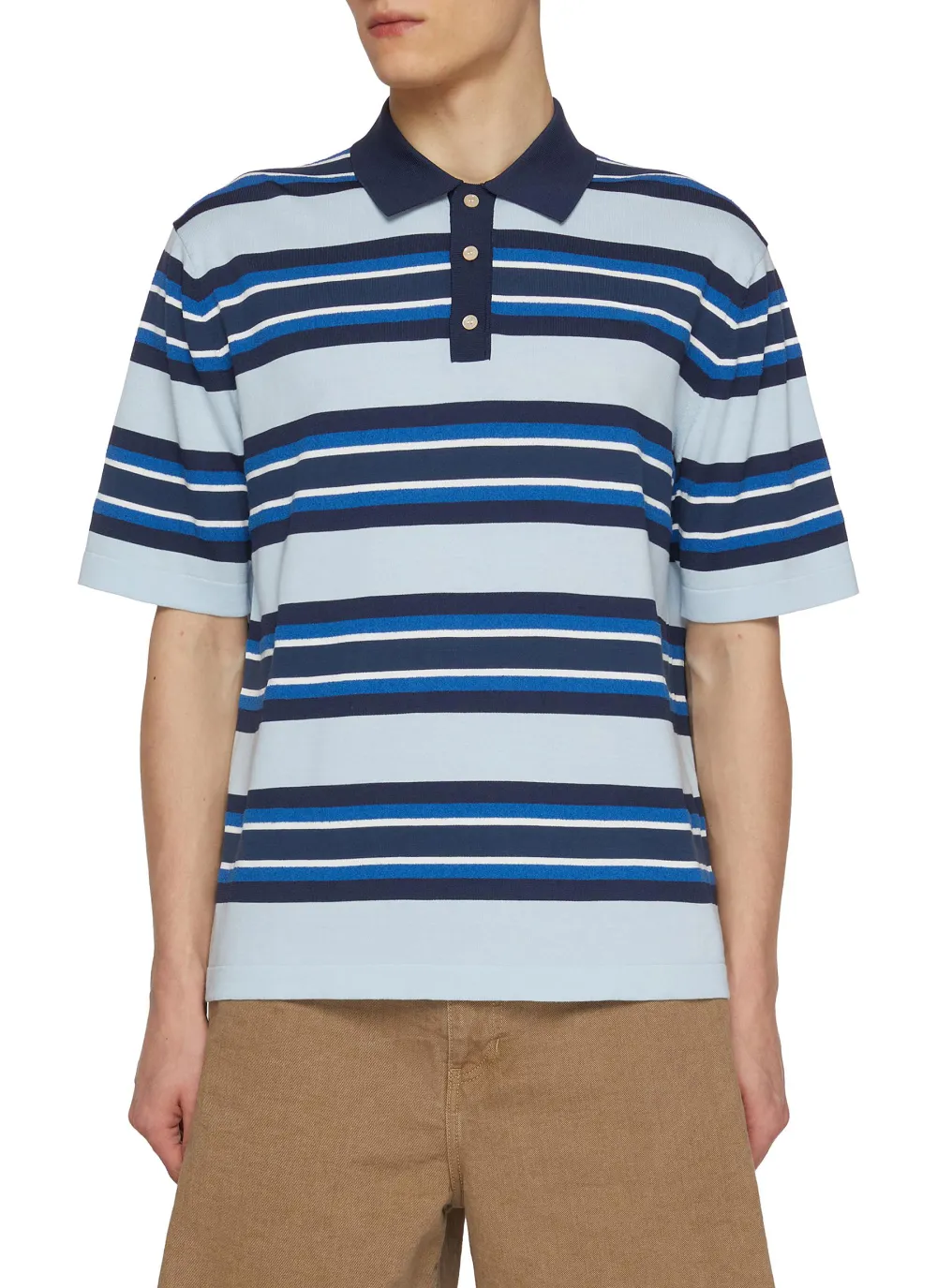 Retro Soft Breathable Blue Stripes Polo Shirt