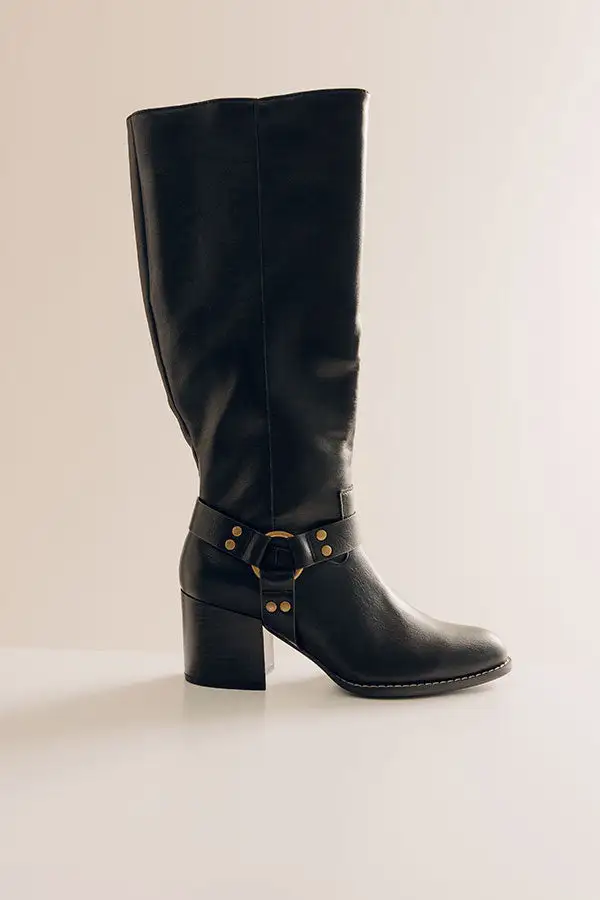 Faux Leather Knee High Boots