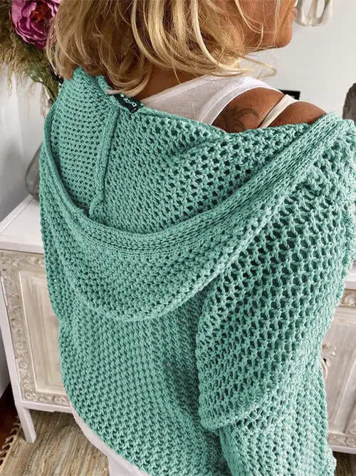 Hooded Openwork Sweater