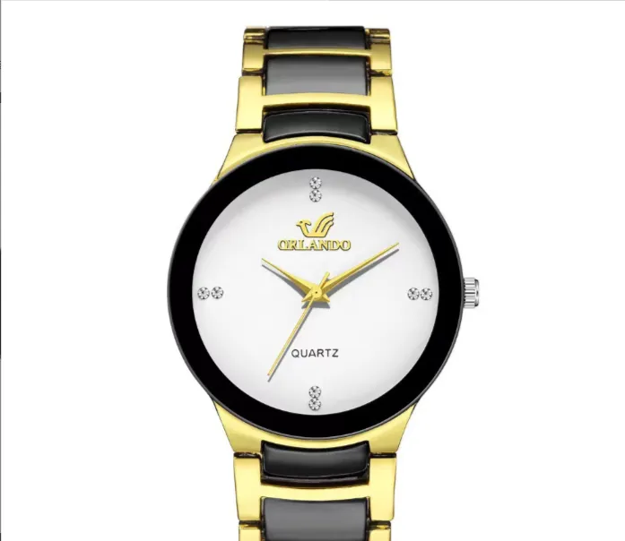 Simple Imitation Tungsten Steel Women Quartz Watch, Diamond Inlaid Steel Band, Ready Stock