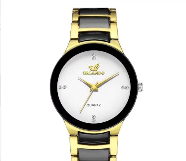 Simple Imitation Tungsten Steel Women Quartz Watch, Diamond Inlaid Steel Band, Ready Stock
