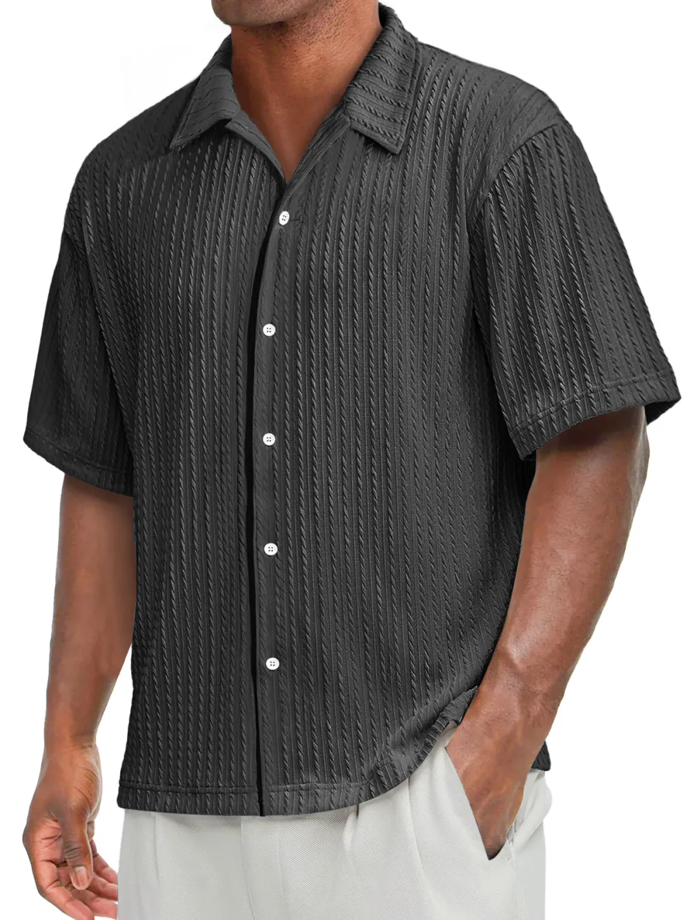 Tailored Short Sleeve Open Collar Shirt