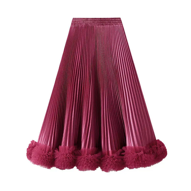 Comfort A-Line Midi Skirt With Ruffled Hem