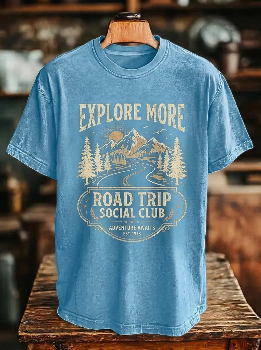 Unisex Adventure Lover Mountain Road Trip Printed T-shirt