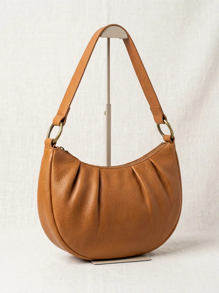 Minimal Pleated Hobo Shoulder Bag