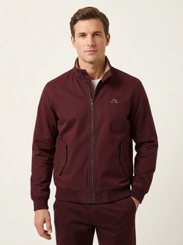 Men's Navy Dual-Button Collar Harrington Jacket