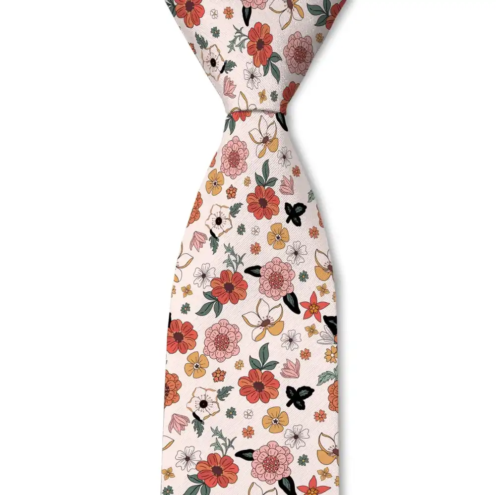 Vintage Botanical Floral Pattern Necktie