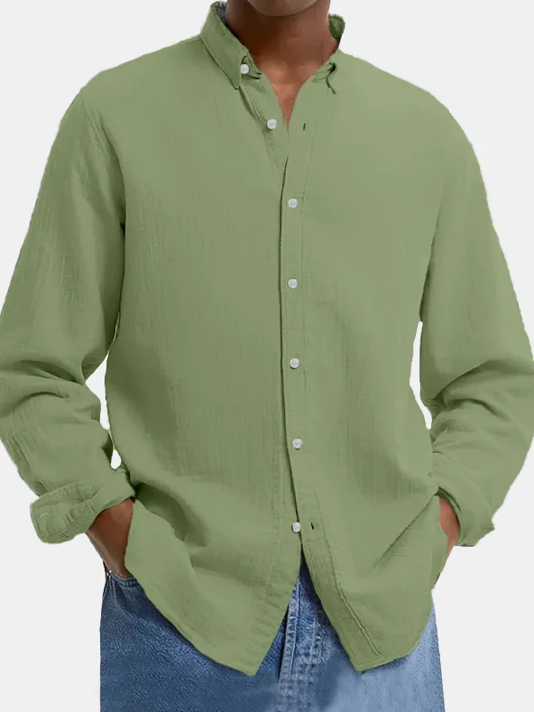 Cotton Linen Camp Collar Shirt