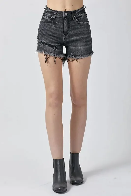 Raw Hem Denim Shorts with Pockets