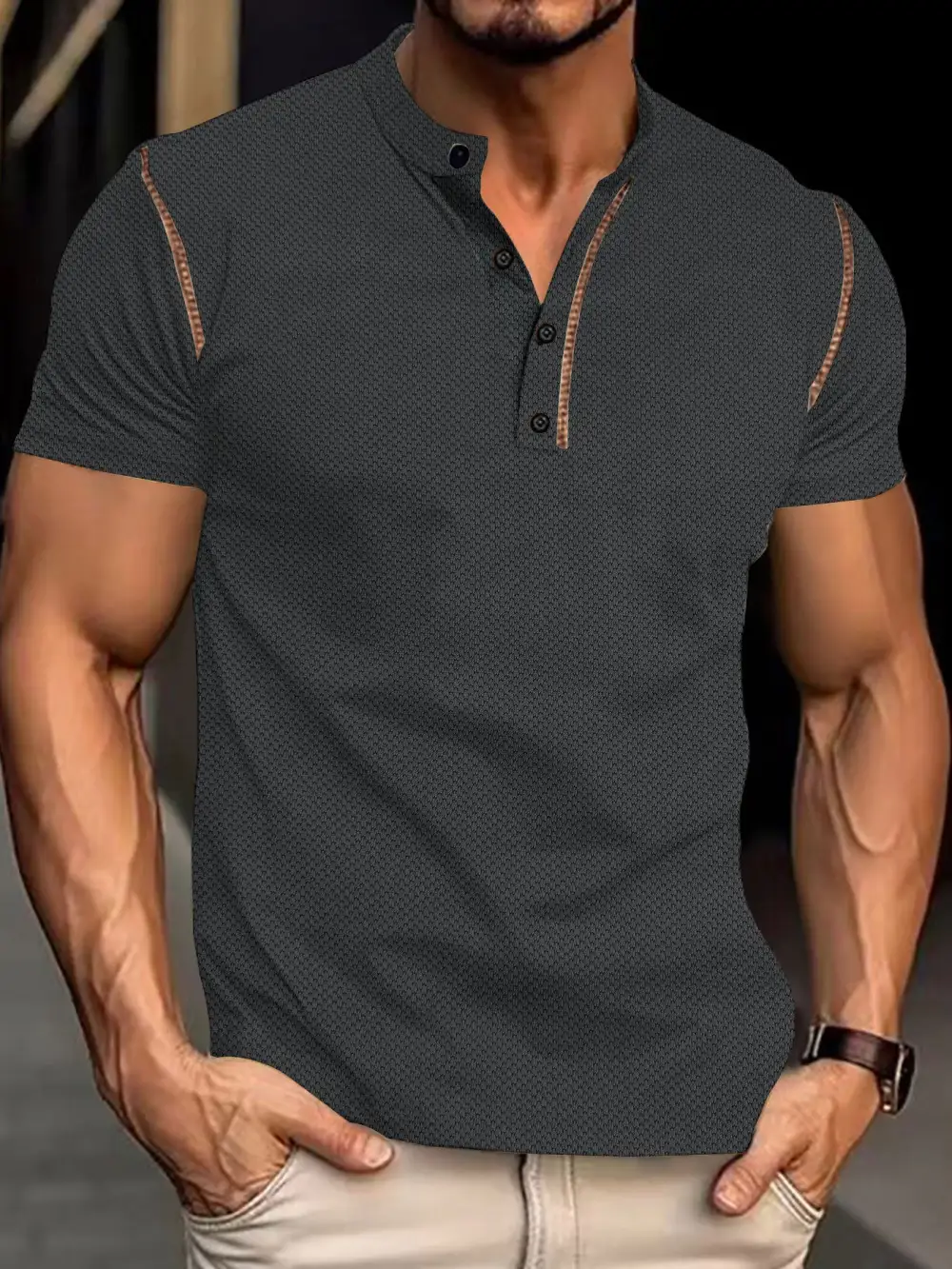 Stand Collar Polo Shirt