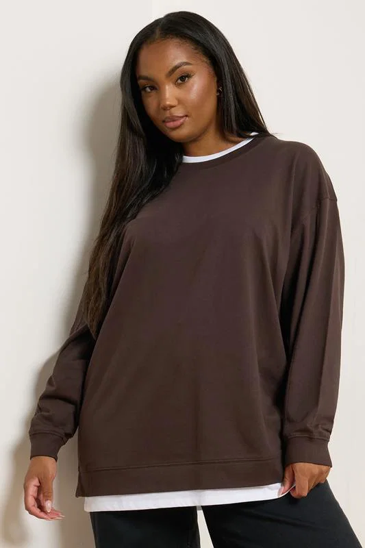 Chocolate Brown 2-In-1 Sweatshirt detail 2