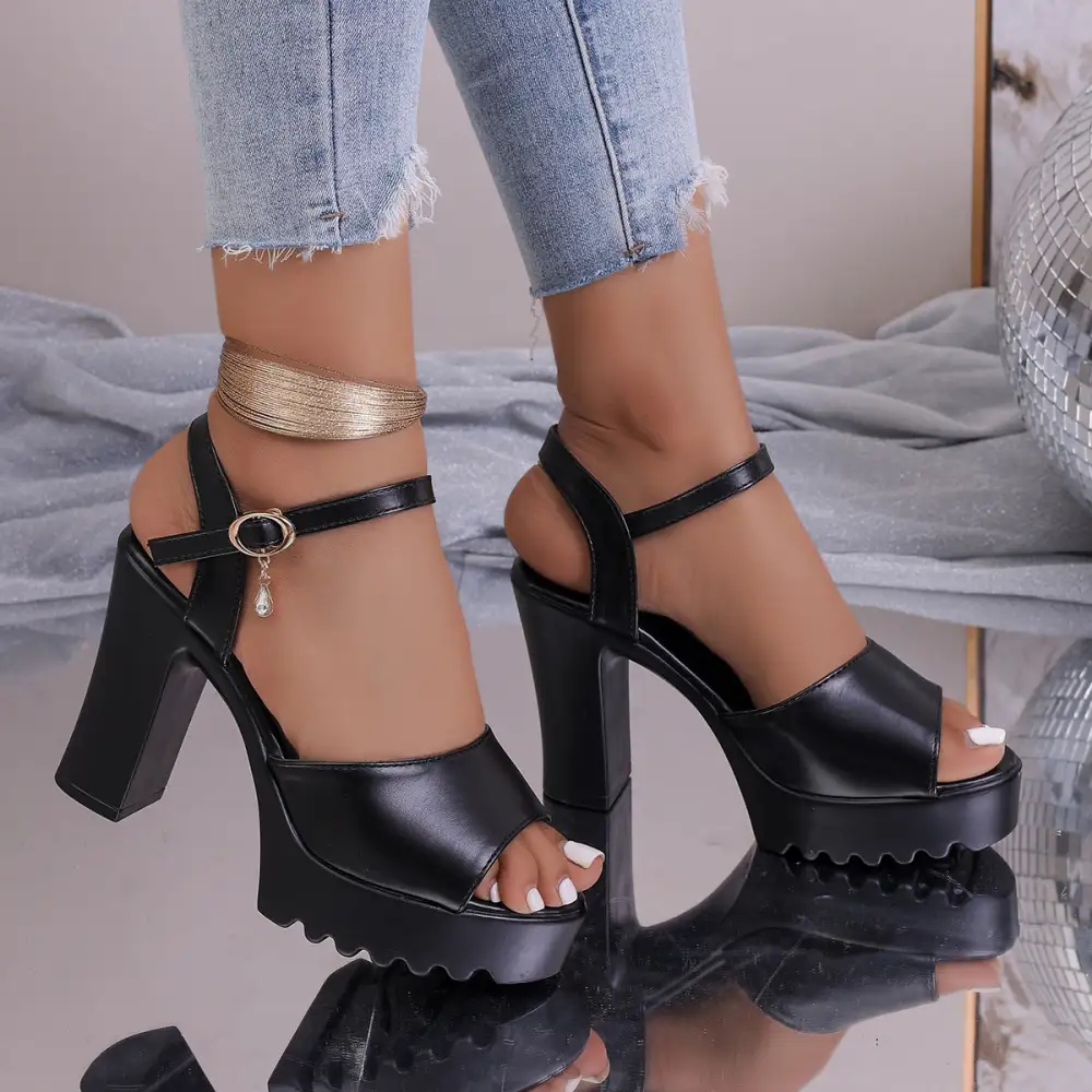 Peep Toe Thick Heel Sandals