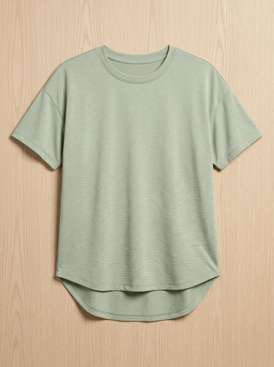 Women's Sage Green Wavy Texture Printed Sporty Top