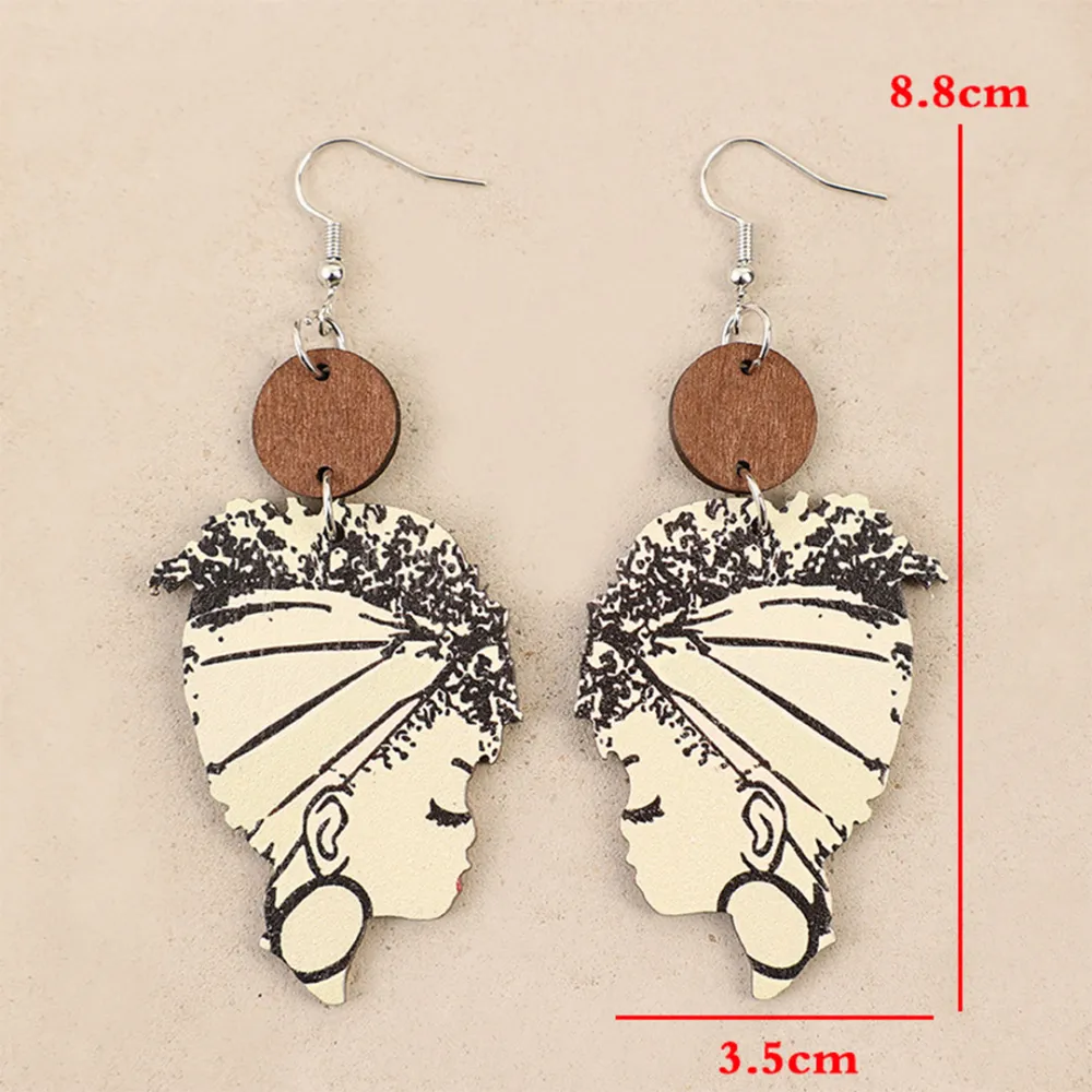 Retro Pattern Wooden Drop Earrings