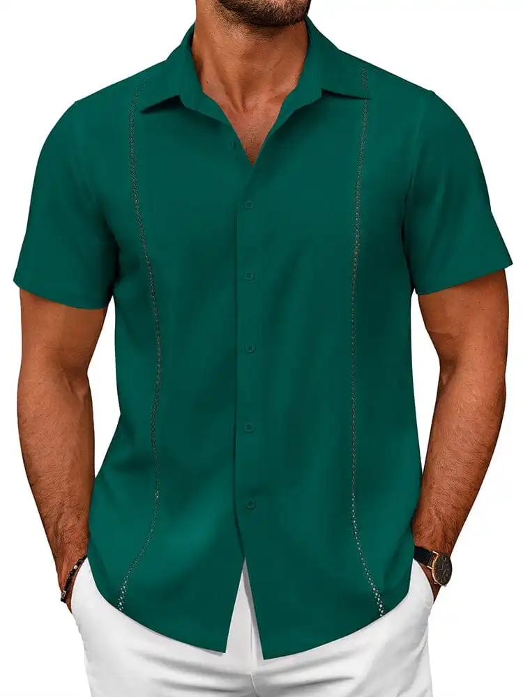 Tailored Casual Embroidered Camp Collar Shirt