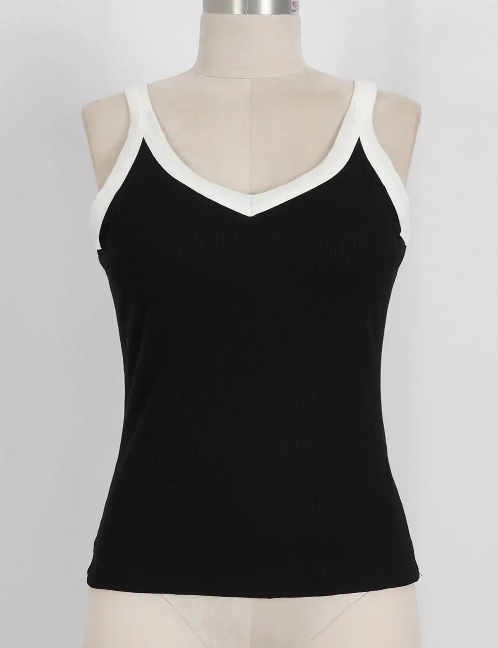 Color Block Padded V Neck Cami Top