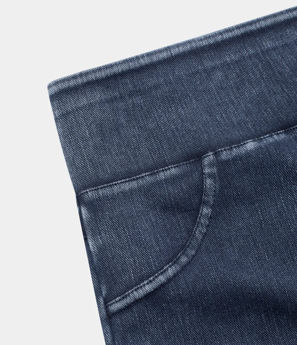 Magic High Waisted Back Side Pocket Stretchy Knit Denim Casual Leggings