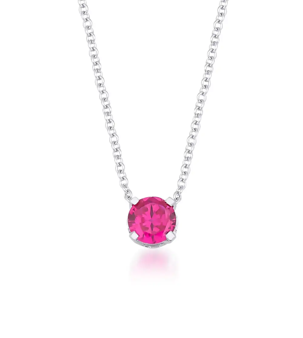 Dainty Prong Set Solitaire Ruby Necklace