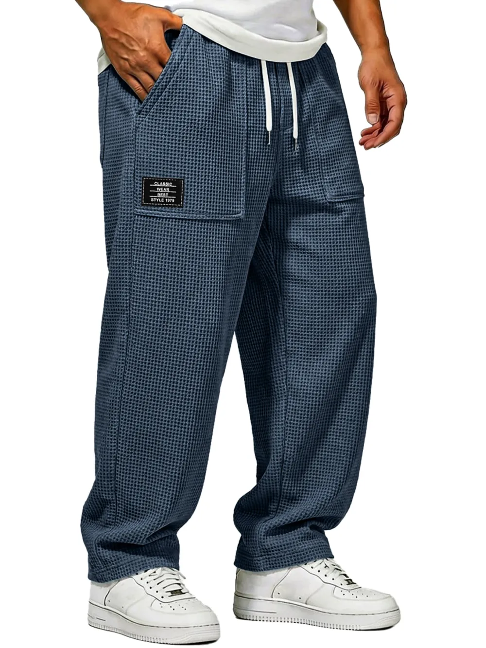 Textured Knit Pocket Relaxed Trousers