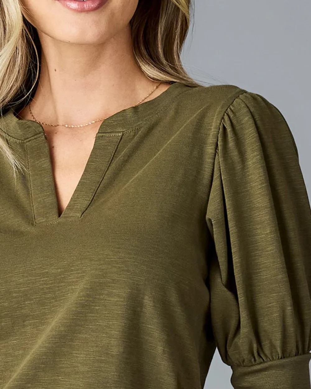 Fashionable Burnt Olive V Neck Blouse