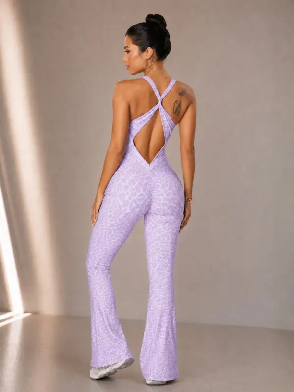 Recovery Active Flare Leopard Print Jumpsuit
