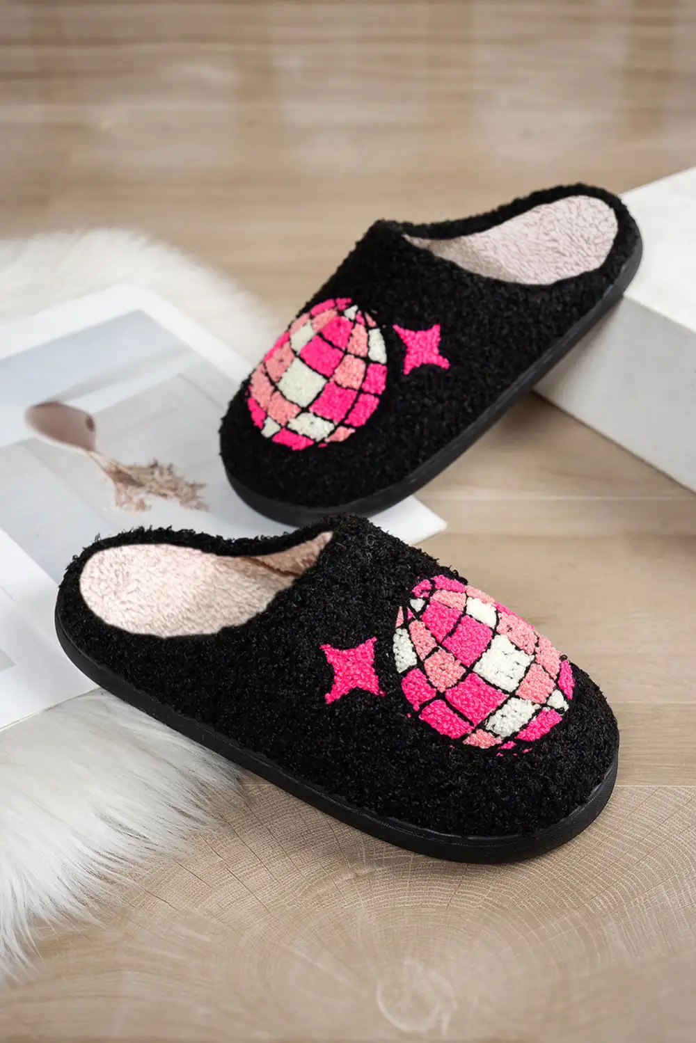 Disco Ball Plush House Slippers