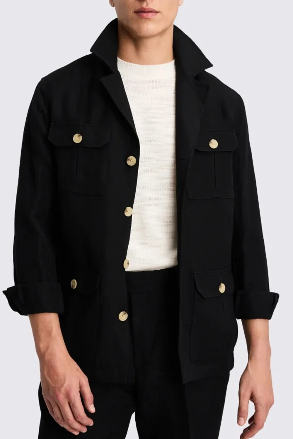 Sleek Wool Men's Black Jacket