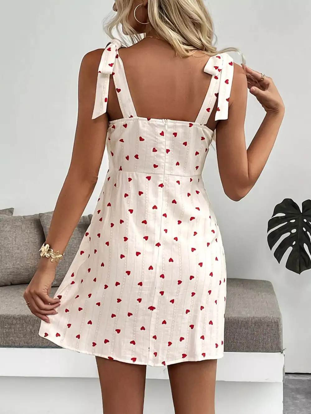 Gathered Detail Printed Mini Dress