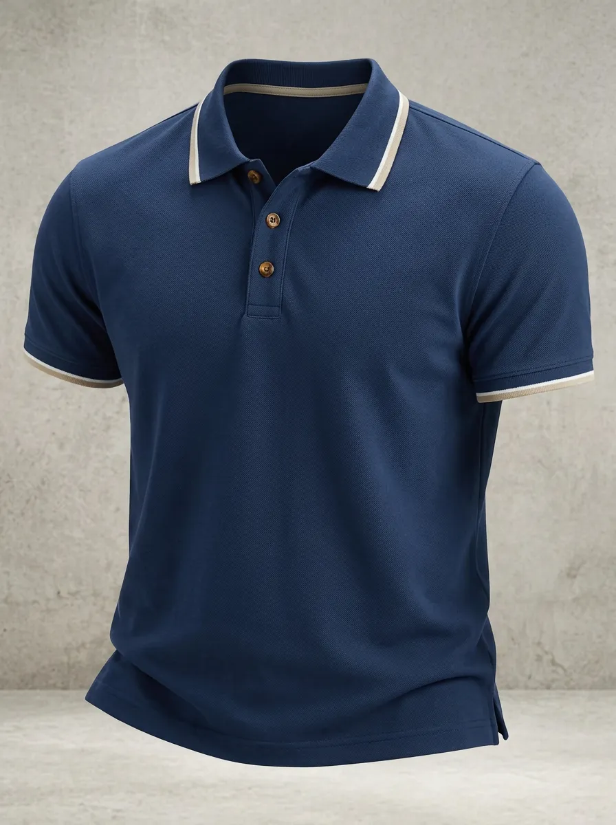 Contrast-Trim -Detail Men's Polo Shirt