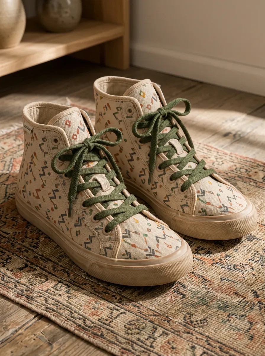 Unisex Classic Boho Geometric Pattern Patterned High Top Canvas Shoes