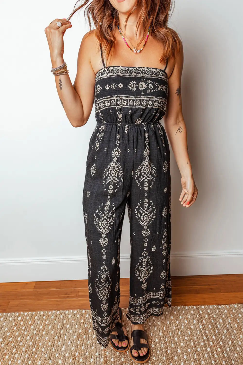 Spaghetti Straps Elastic Waist Loose Ethnic Accessory